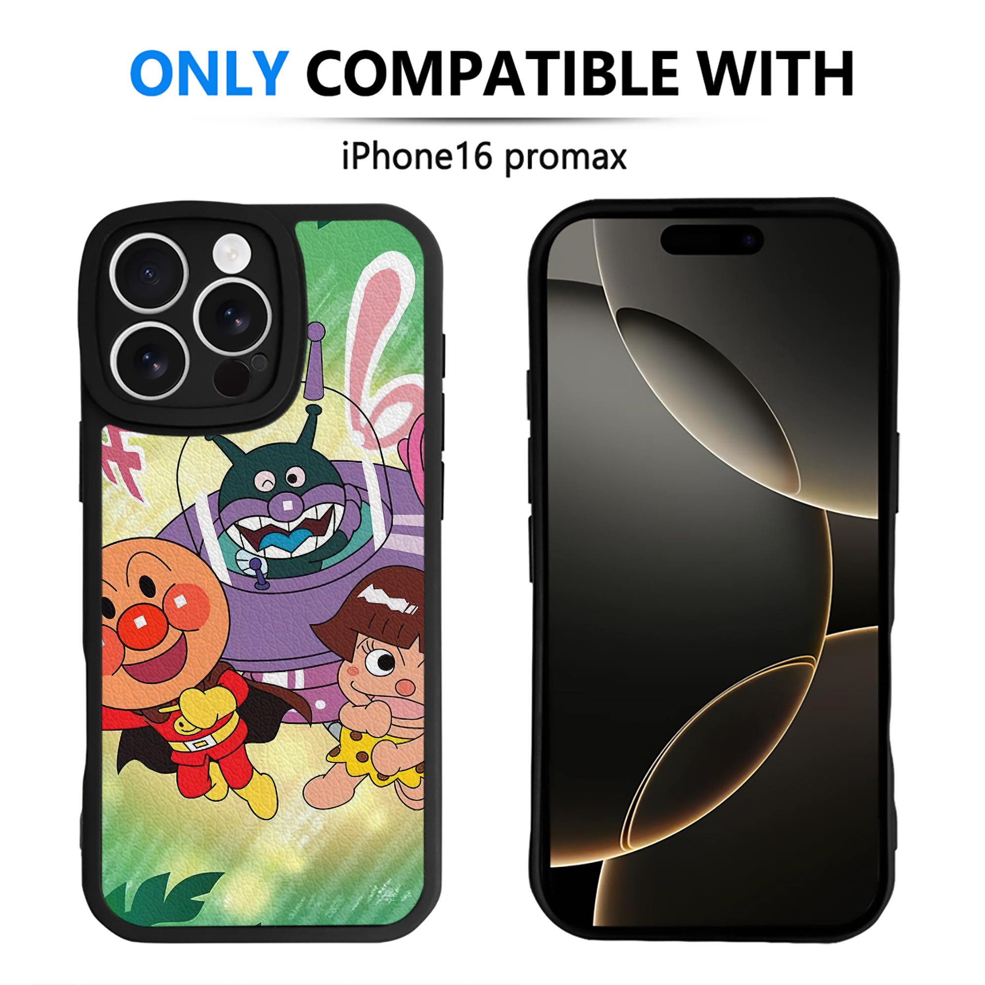 （画像用） アンパンマン Anpanman 【iPhone 16シリーズ対応】シリコンスマホケース（レザー調） 材質：シリコン